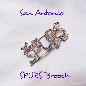 San Antonio Spurs Silver Tone Rhinestone Brooch